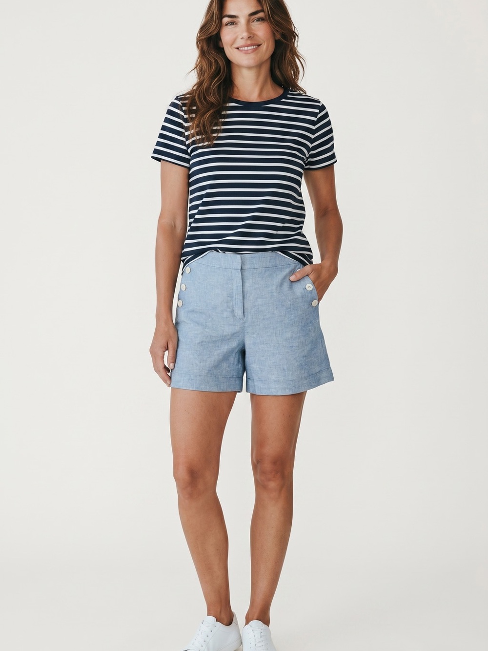 NWT LOFT Chambray Linen Sailor Shorts size 14